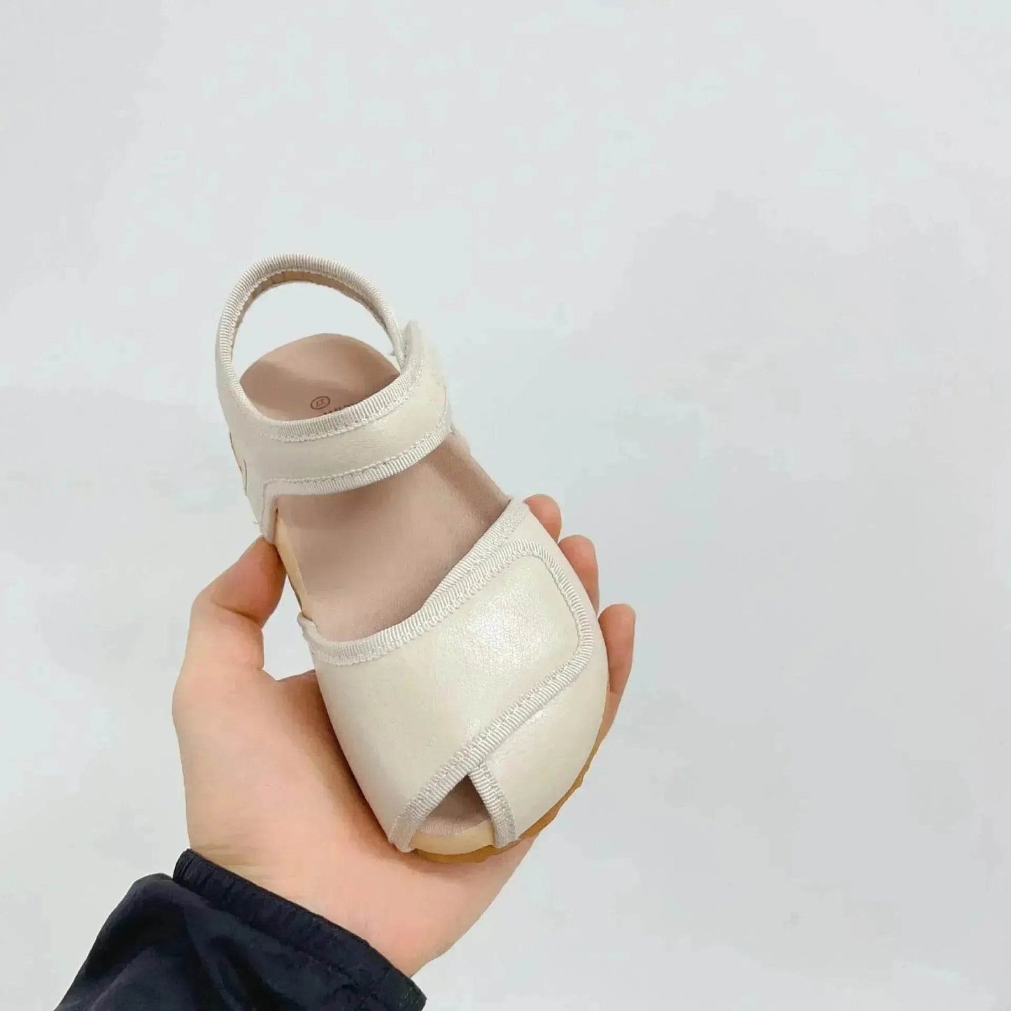 Children's Solid Color Leather Peep Toe Sandals Lightweight Pump Beach Shoes