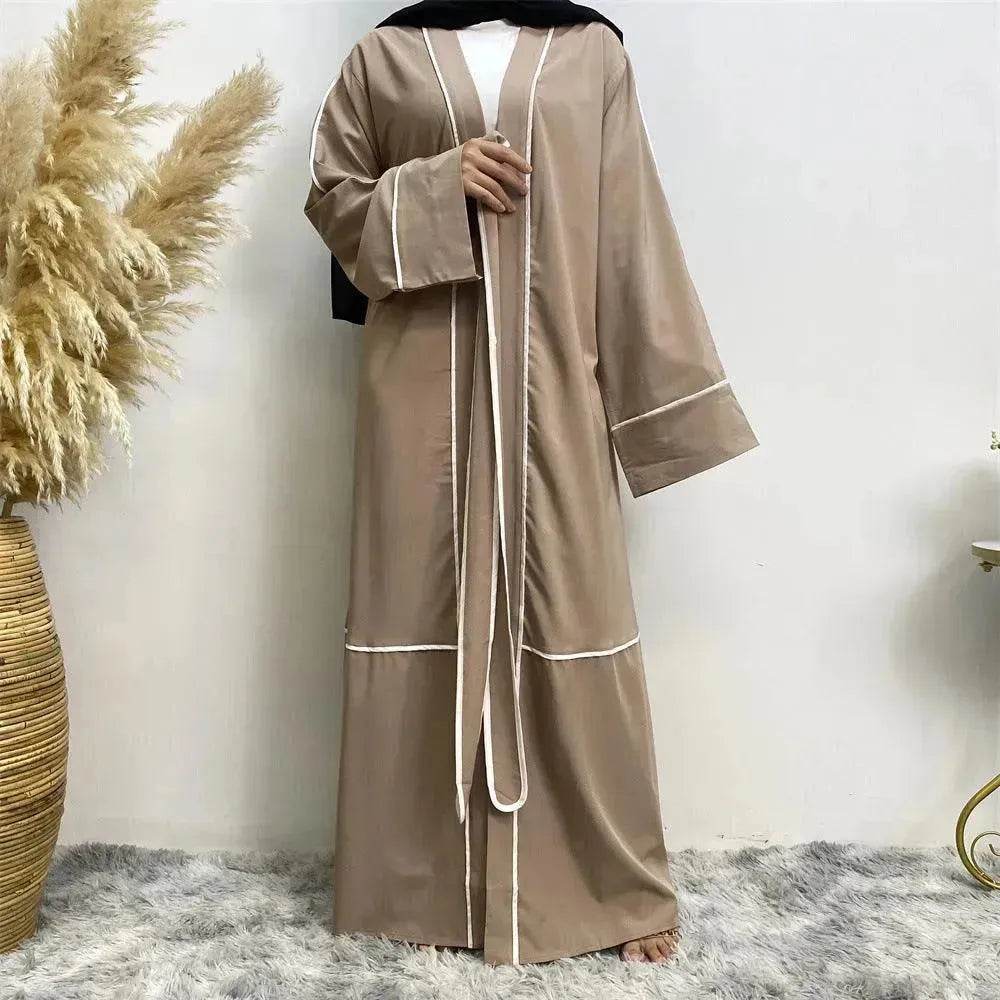 Contrast Striped Cardigan Arab Robe