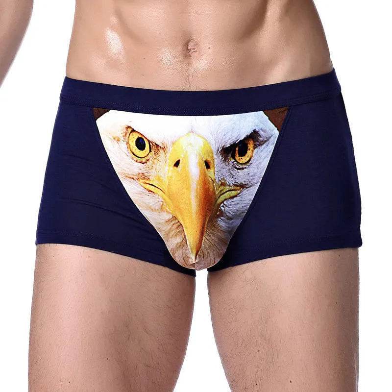 Printed Wolf Head Big Bird Men's Boxer Briefs Underwear
