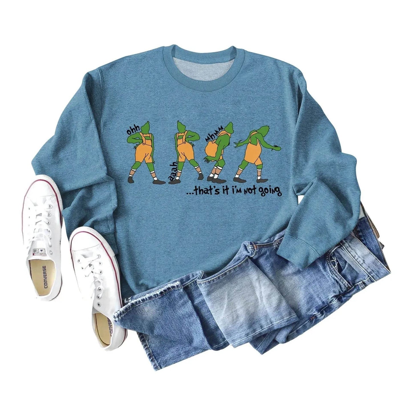 Women's Christmas Printed Long Sleeved Pullover Sweatshirt