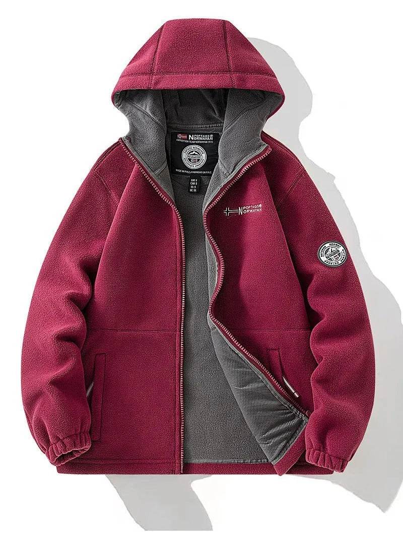 Fleece Hoodie – Warm Zipper Pocket Amekaji Style Hooded Jacket