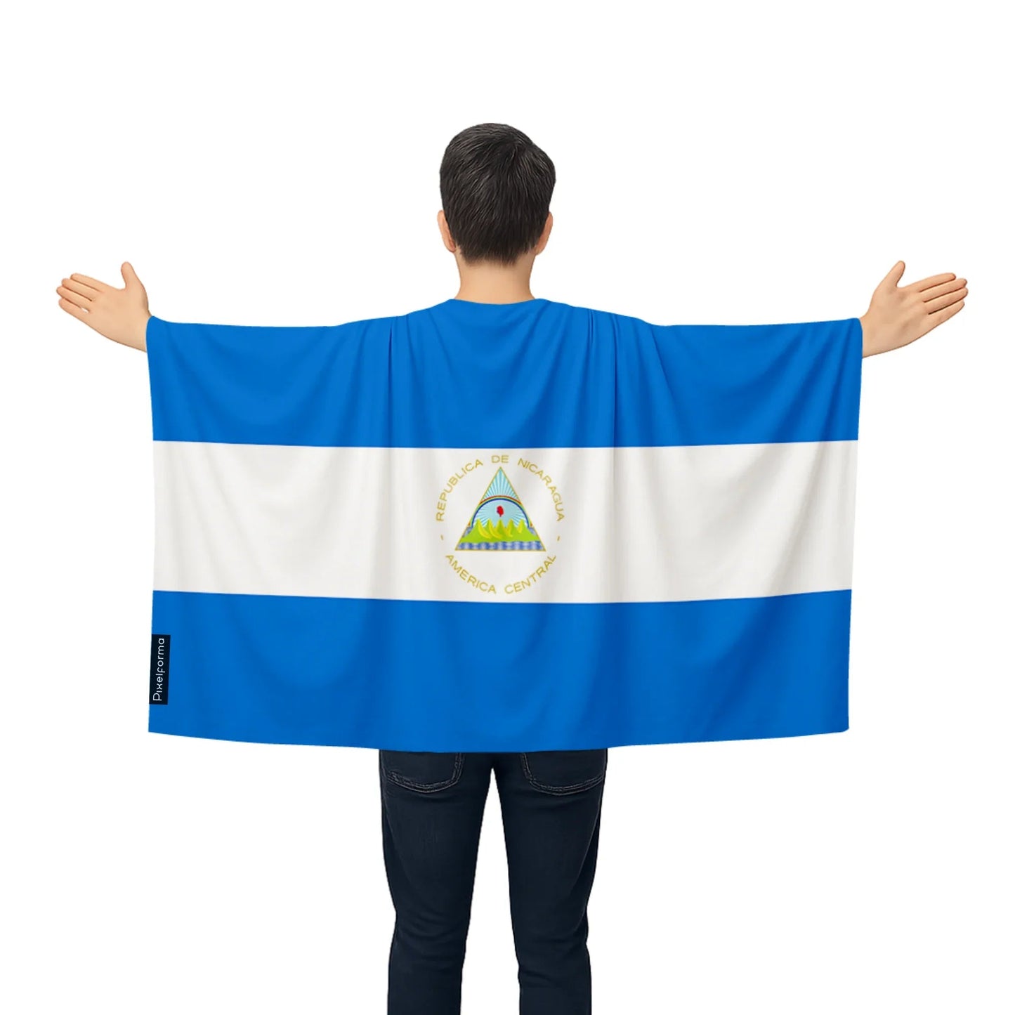 Cape Drapeau Du Nicaragua – Polyester Léger – Modèle À Enfiler