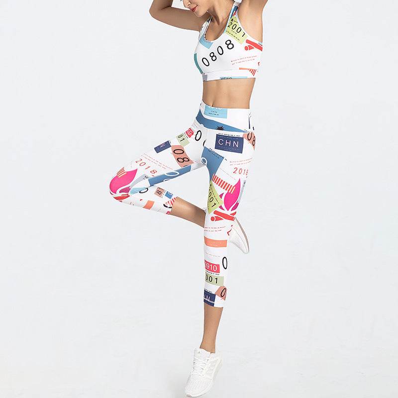 2pcs Women's Printed fitness Gym Workout Outfit set