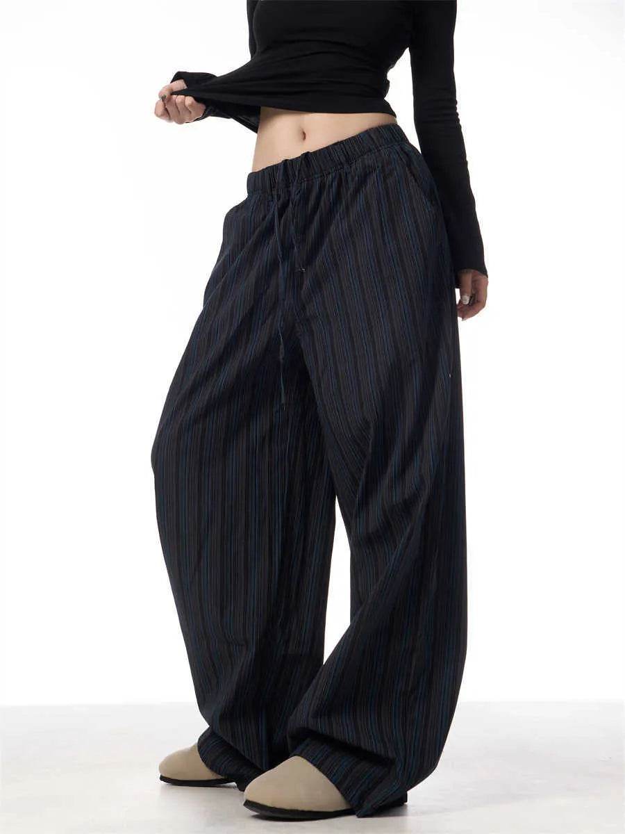 Pantalon large et ample décontracté en machette rayé American Vintage pour femme