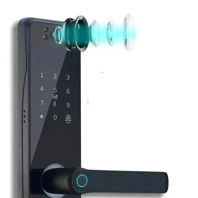 Electronic Door Lock With Surveillance Camera, Fingerprint Lock Graffiti Home Password Lock Mobile Phone Video Anti-theft