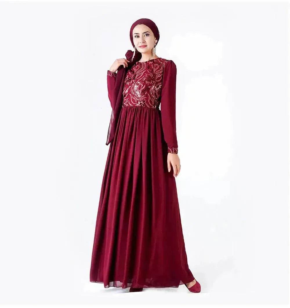 Embroidered Arab Lace Long Sleeve Dress