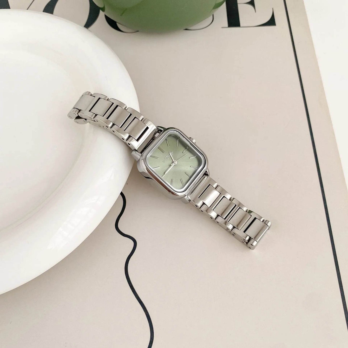 Retro Small Square Watch Female Steel Strap Dress Watch
