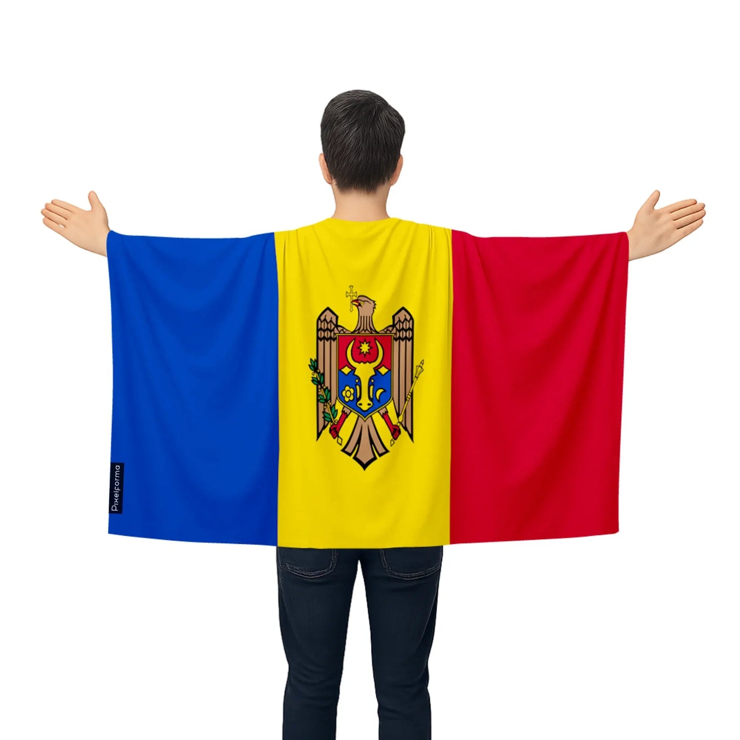 Cape Drapeau De La Moldavie – Polyester Léger – Modèle À Enfiler