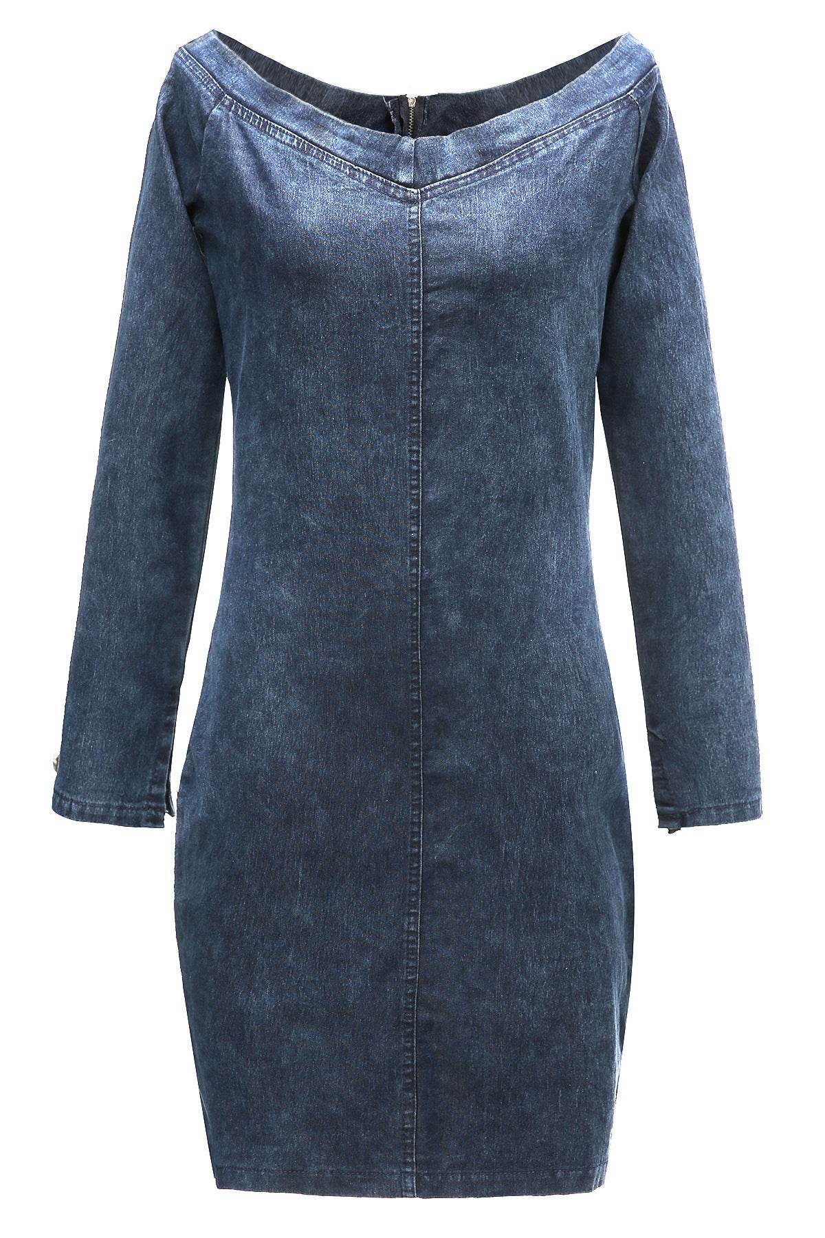 Sleeveless Denim Dress Women's Vintage Cut Neck Wrap Jeans