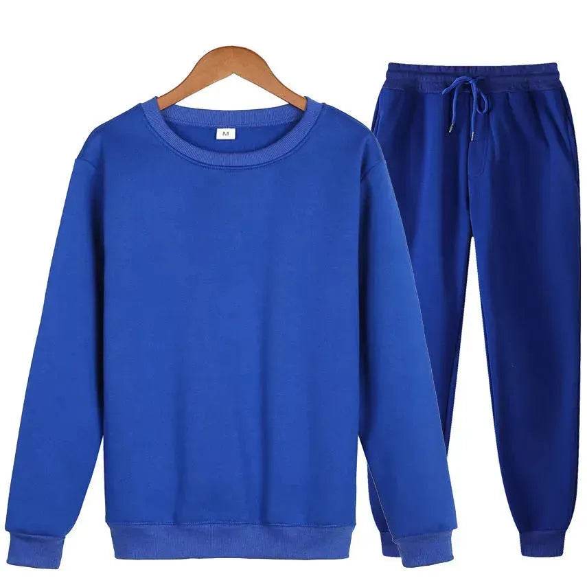 Autumn Winter street fashion Plain Crew neck Sweatsuit for men