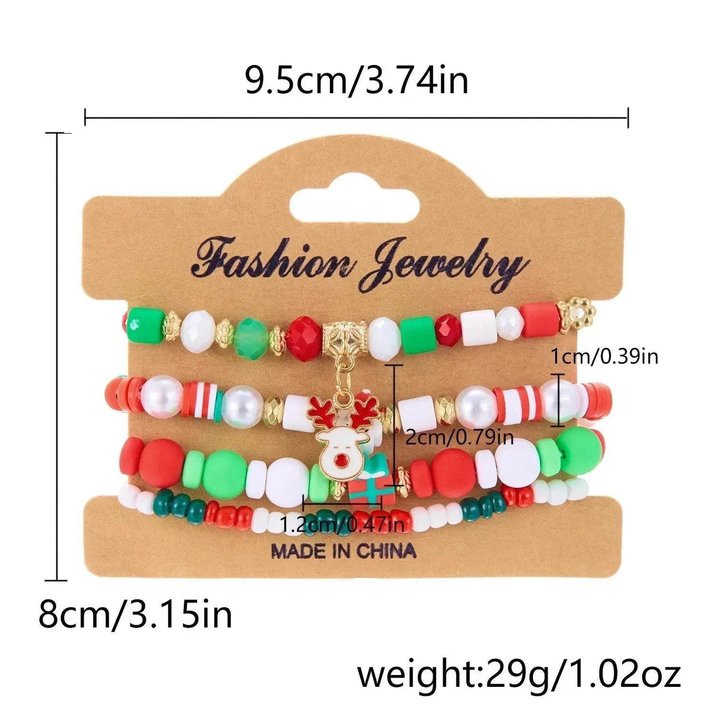 4pcs Christmas Snowman Handmade Beaded Bracelet set gift idea