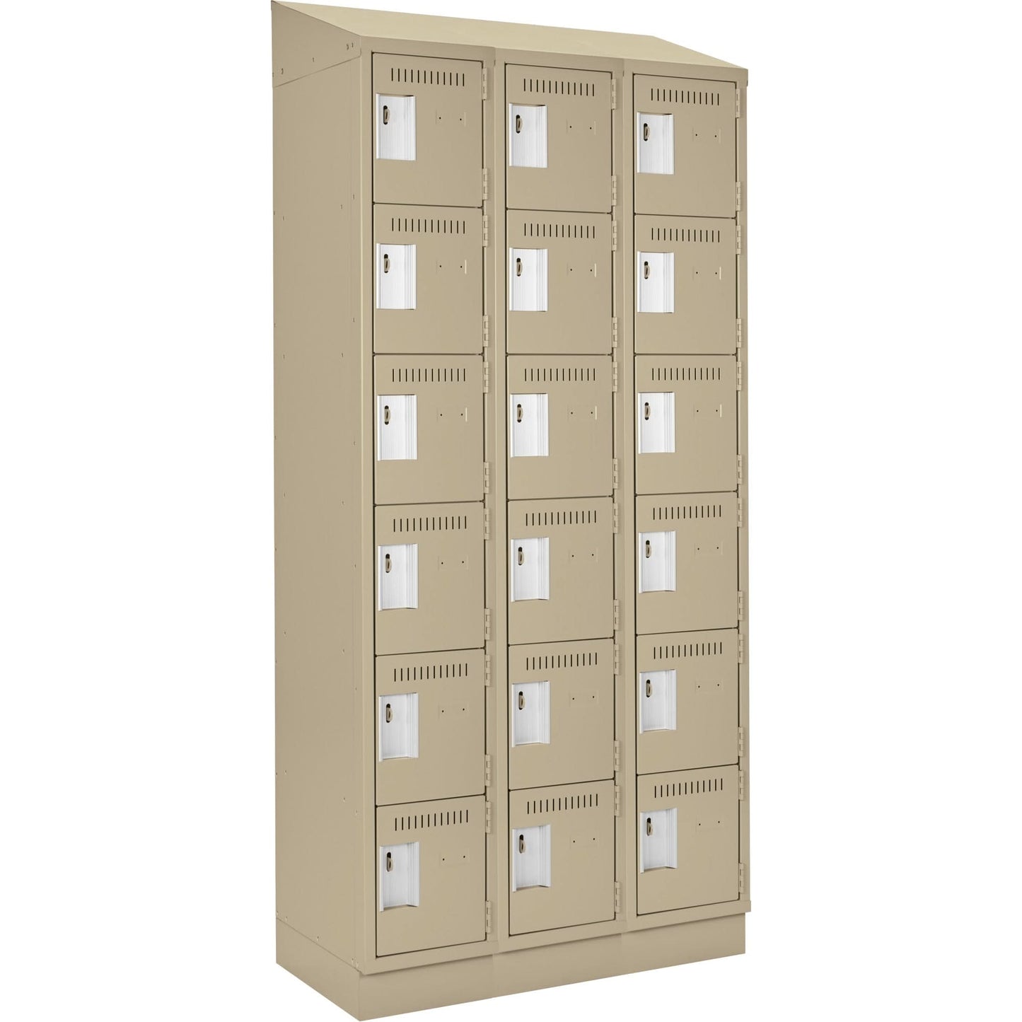 Clean-Line Lockerette, 6 -tier, Bank of 3, 15" x 72" x 12", Steel