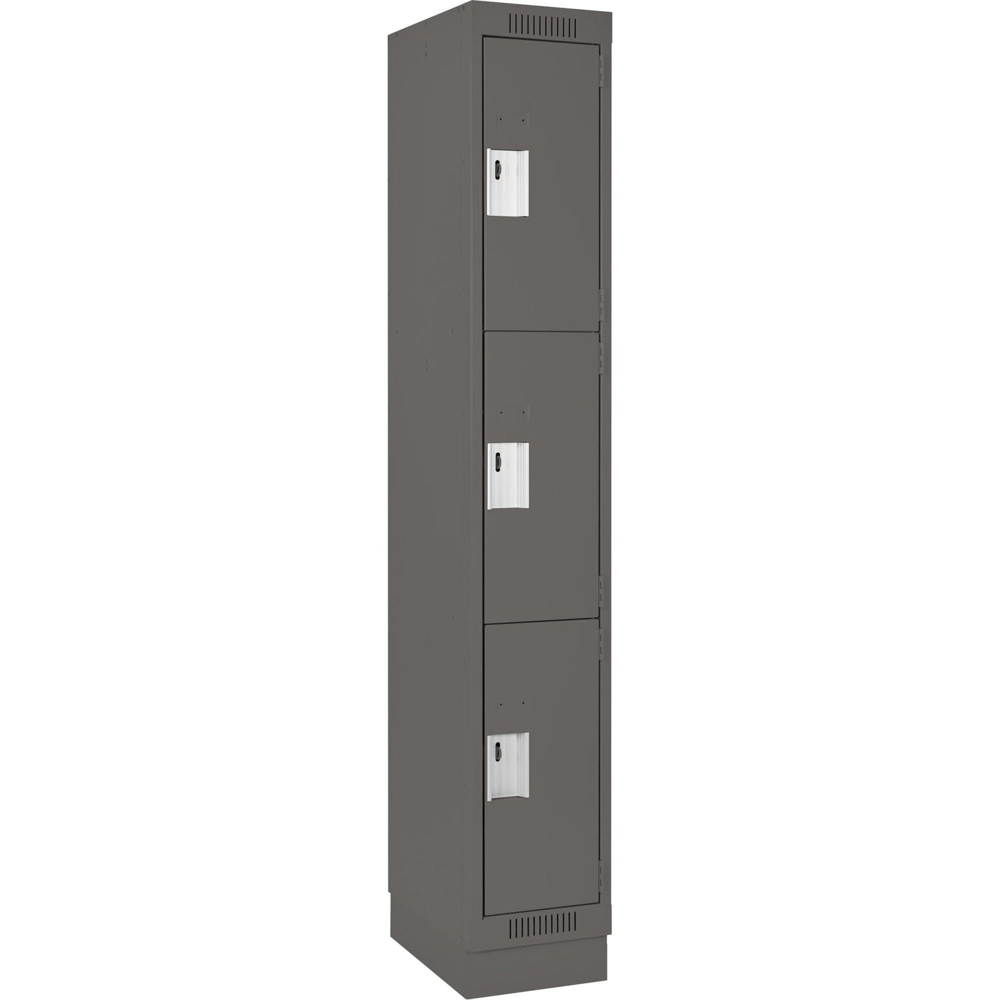 Clean Line™ Lockers, 3 -tier, 12" x 18" x 76", Steel, Charcoal, Rivet (Assembled)
