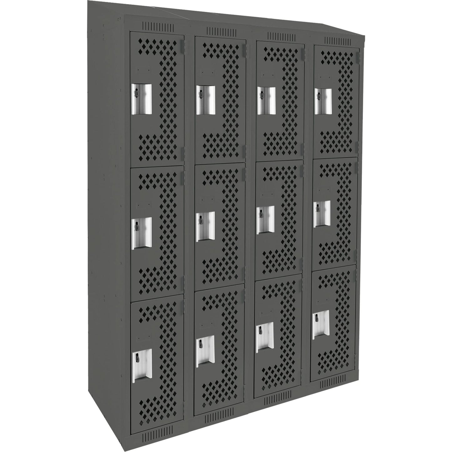 Casiers Clean Line™, 3 niveaux, batterie de 4, 122 x 46 x 198 cm, acier, anthracite, Rivet (monté), perforé