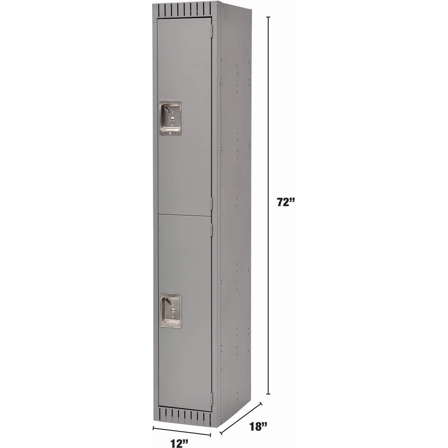 Lockers, 2 -tier, 12" x 18" x 72", Steel, Grey, Rivet (Assembled)