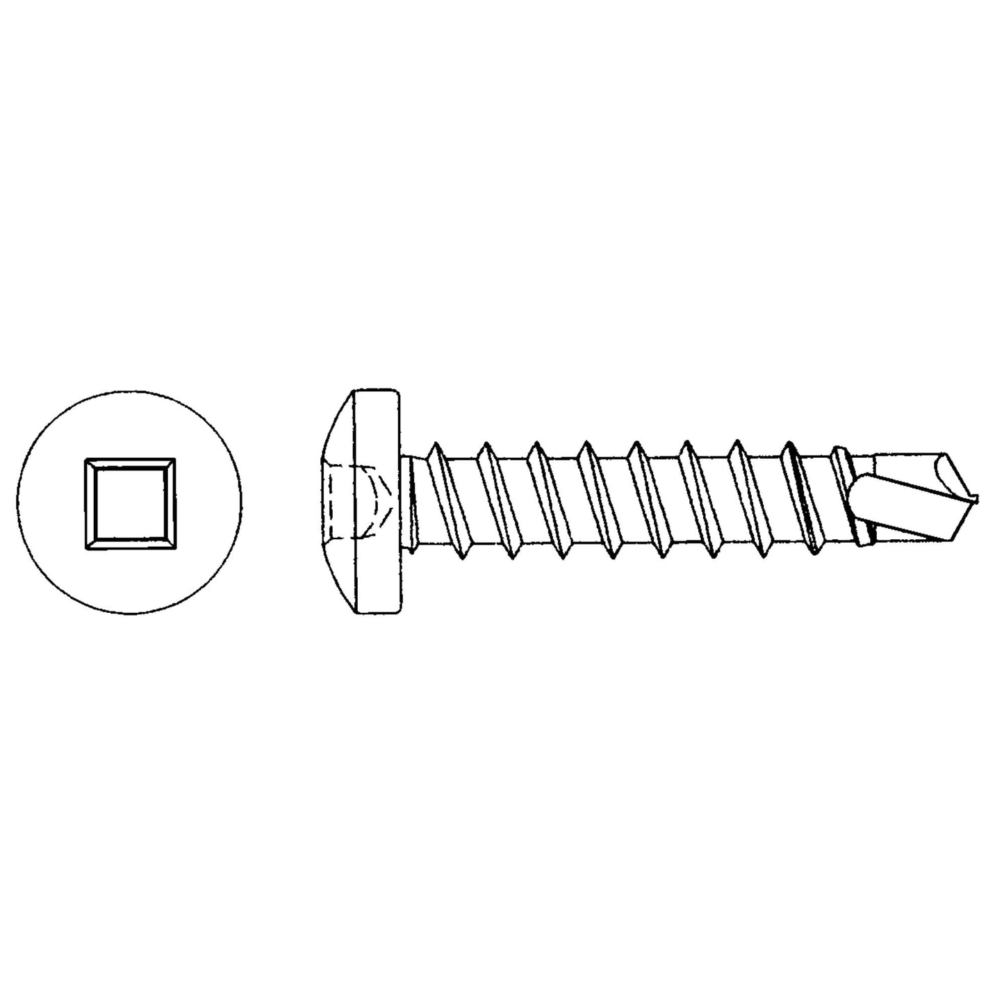 Self Drill Screw Flat, #10 x 3/4" L, Zinc Plated