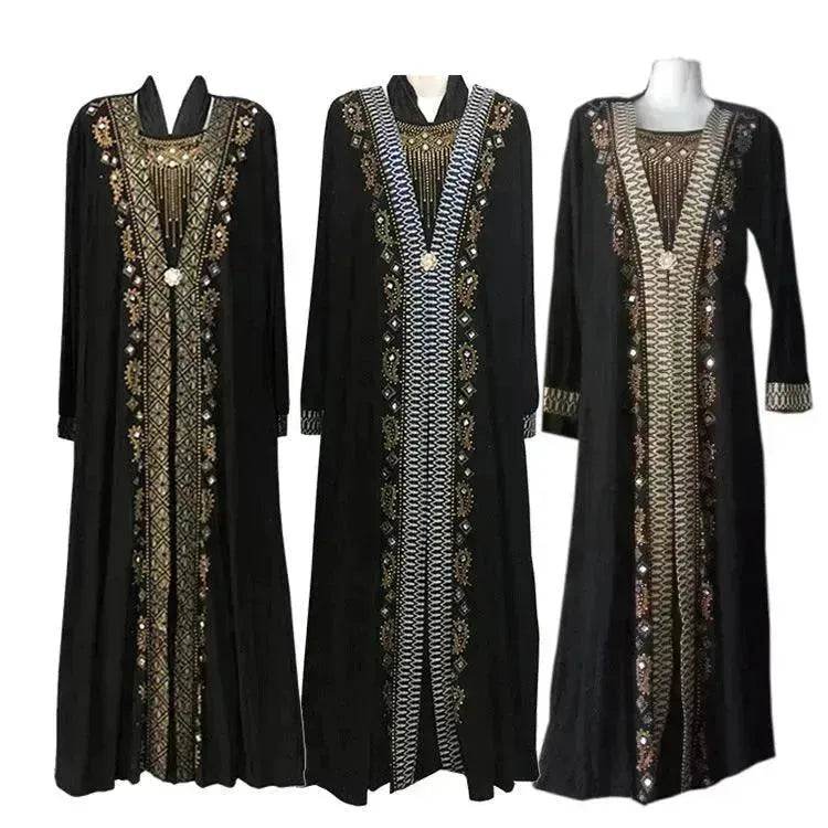 Robe Abaya Brodé Or pour Femmes de Turquie, du Moyen-Orient, et de Dubaï