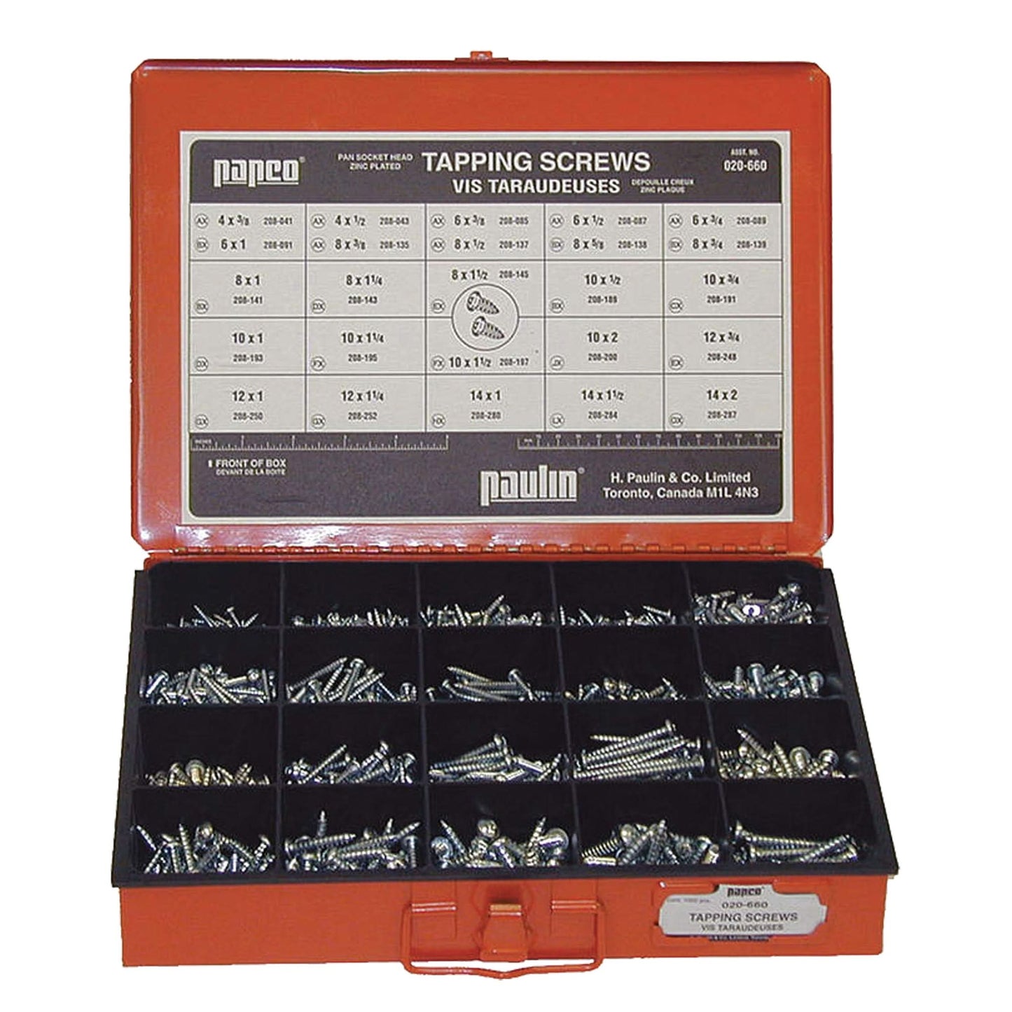 Assortiment de vis autotaraudeuses à tête cylindrique bombée