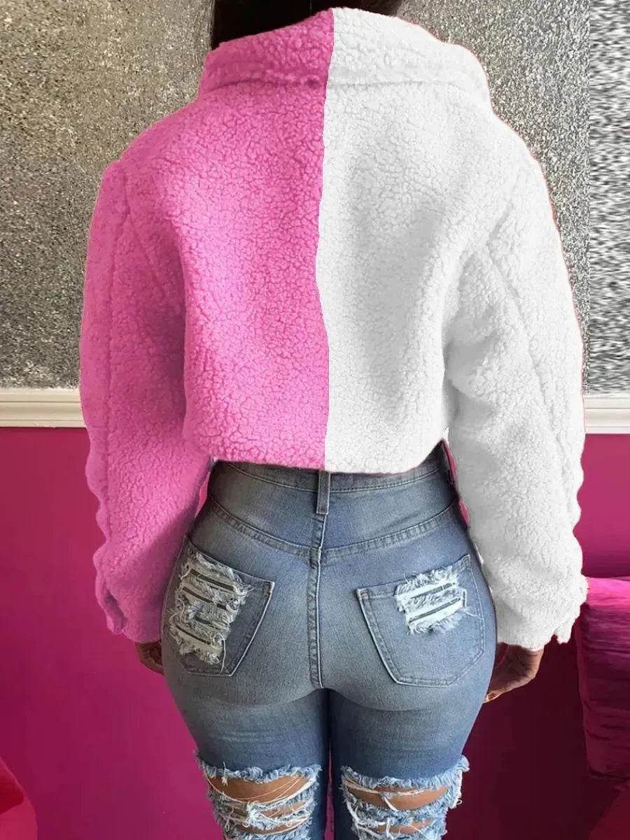 Manteau pour femme de style Harajuku avec surpiqûres et couleurs contrastées, coupe ajustée