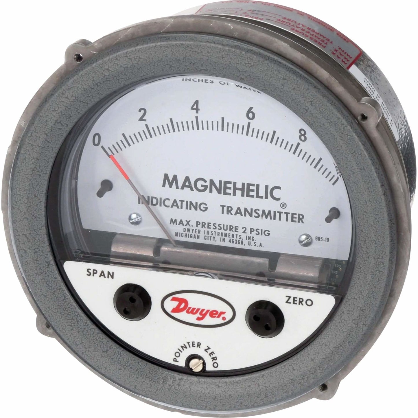 Transmetteur et manomètre différentiel Magnehelic® série 605, 100 mm, 0 - 25 mbar, montage panneau, analogique