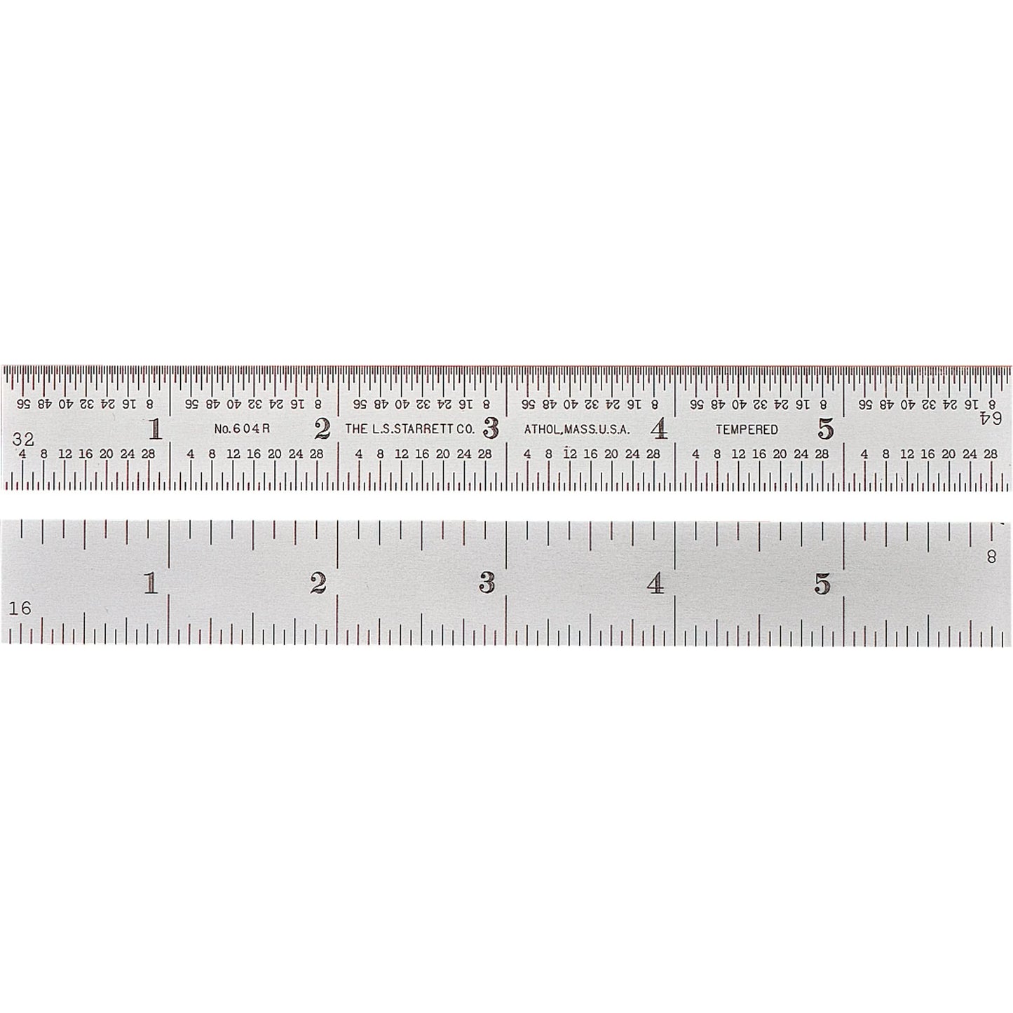 Full-Flexible Rule, 6" L, Steel, 1/8"/1/16"/1/32"/1/64" Graduations