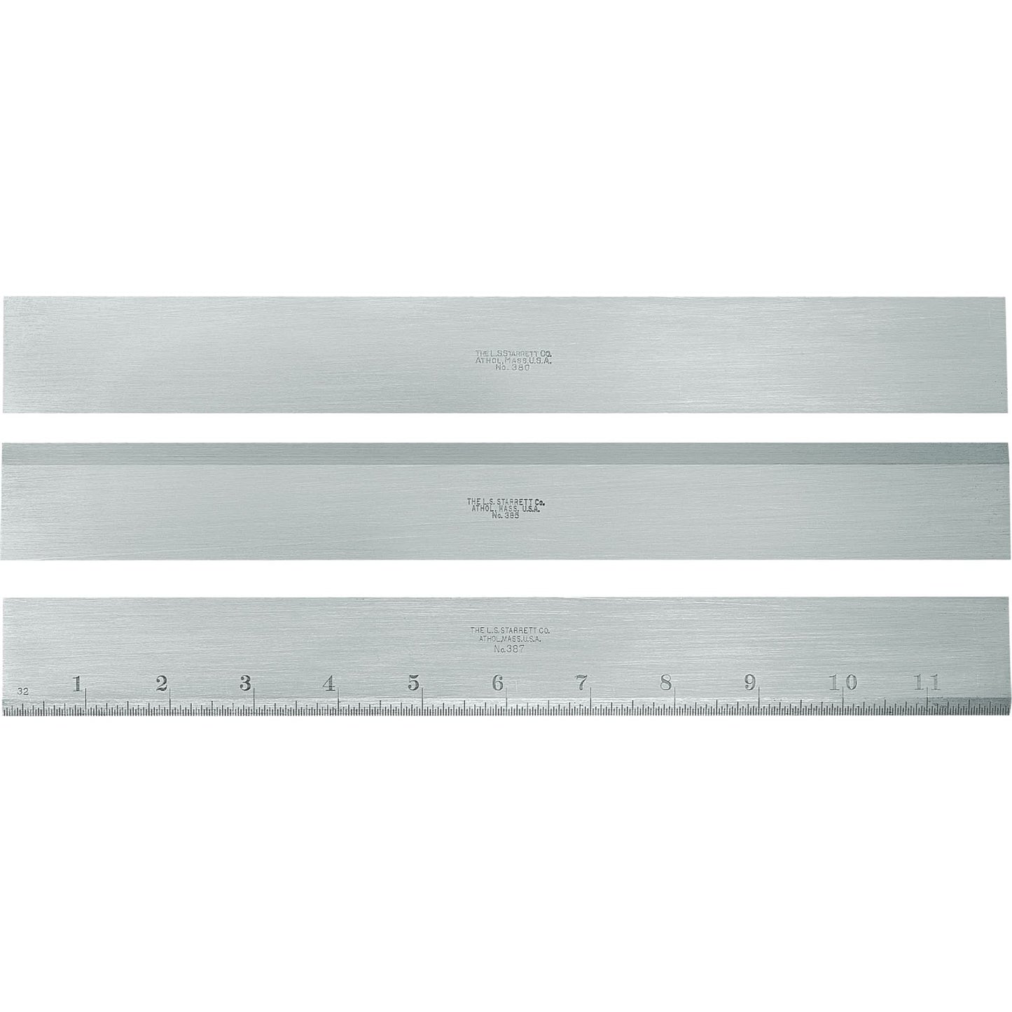380 Series Steel Straight Edge, 12" L, 1-13/32" W, 11/64" Thickness