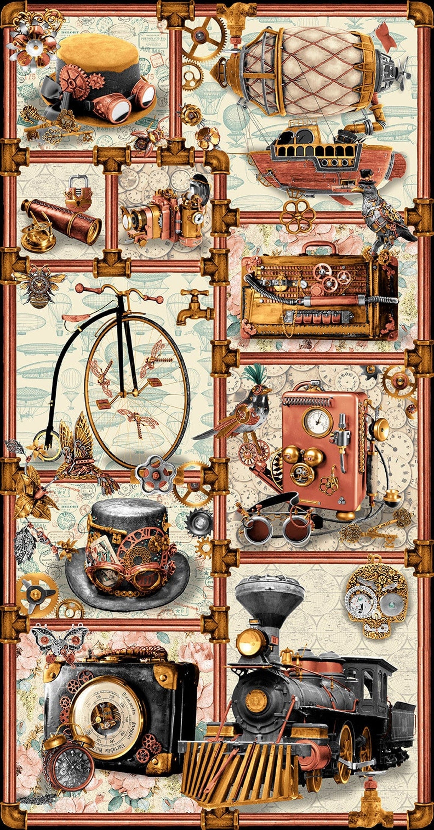 Blank Quilting Time Travel Panel #2