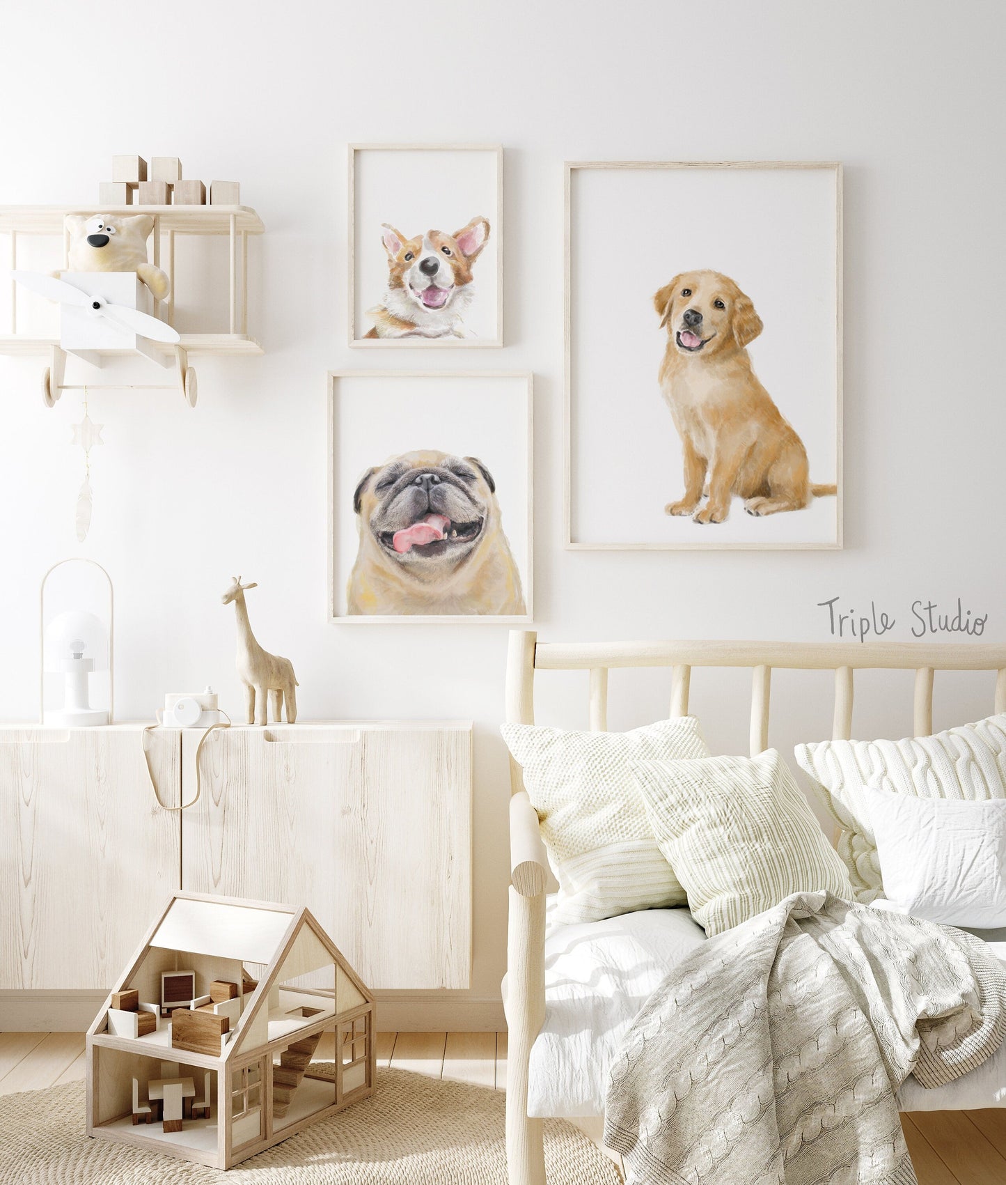 Happy Pug Watercolor Painting