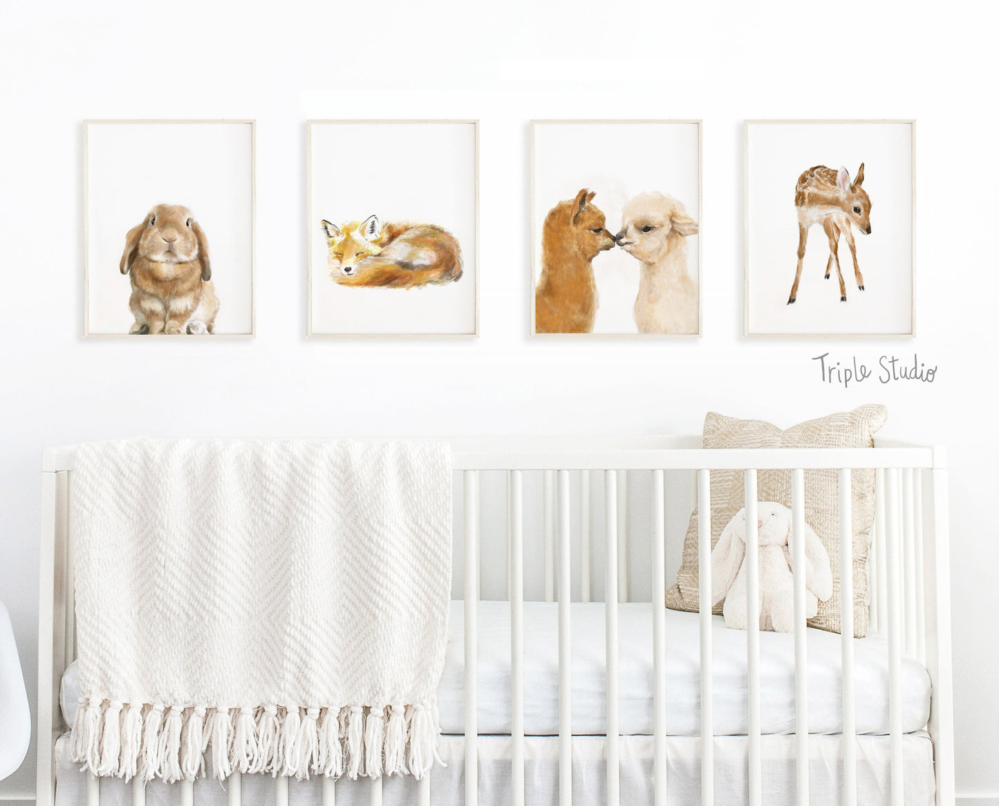 Forest Fawn Art Print - Boho Watercolor Painting for Nursery Room
