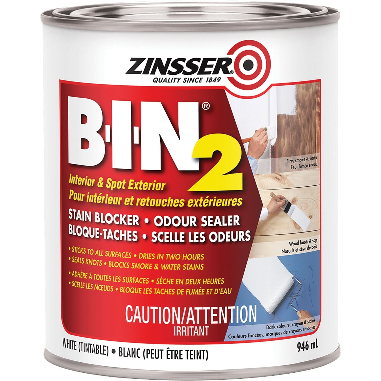 B-I-N® 2 Primer, White, Very Flat, 946 ml, Can