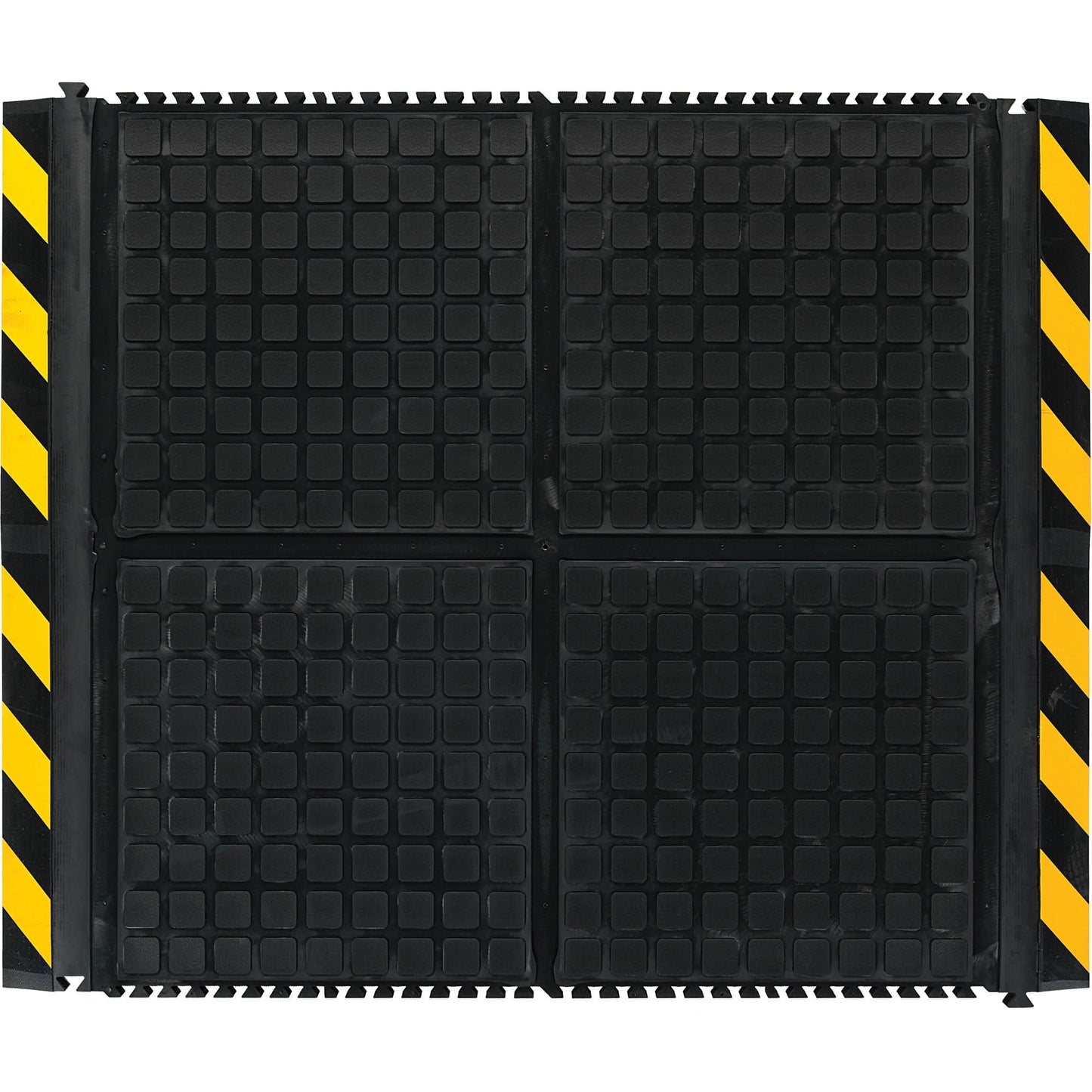 Hog Heaven III Comfort Linkable End Mat, Corrugated, 3-1/3' x 3-3/5' x 3/4", Black/Yellow, Nitrile