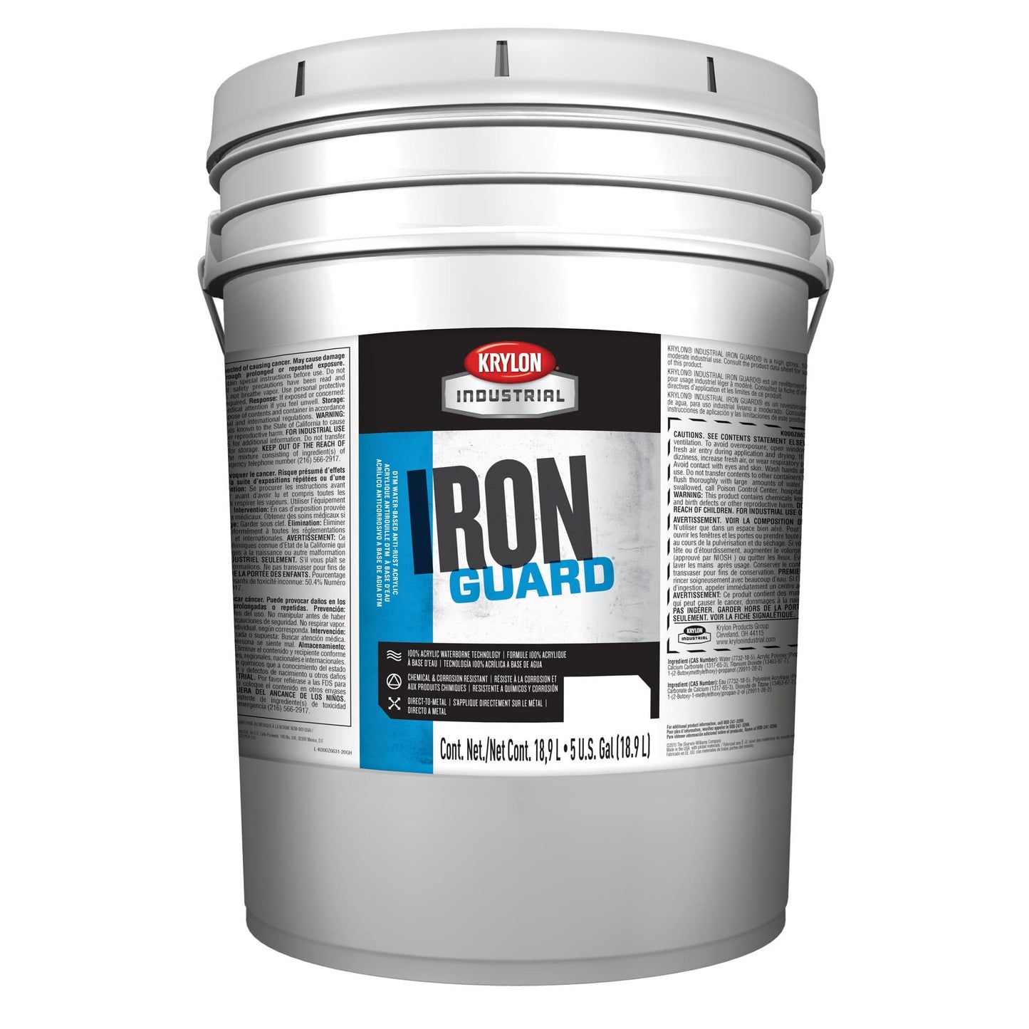 Émail acrylique à base d'eau Iron Guard®, 19 L, Seau, Blanc