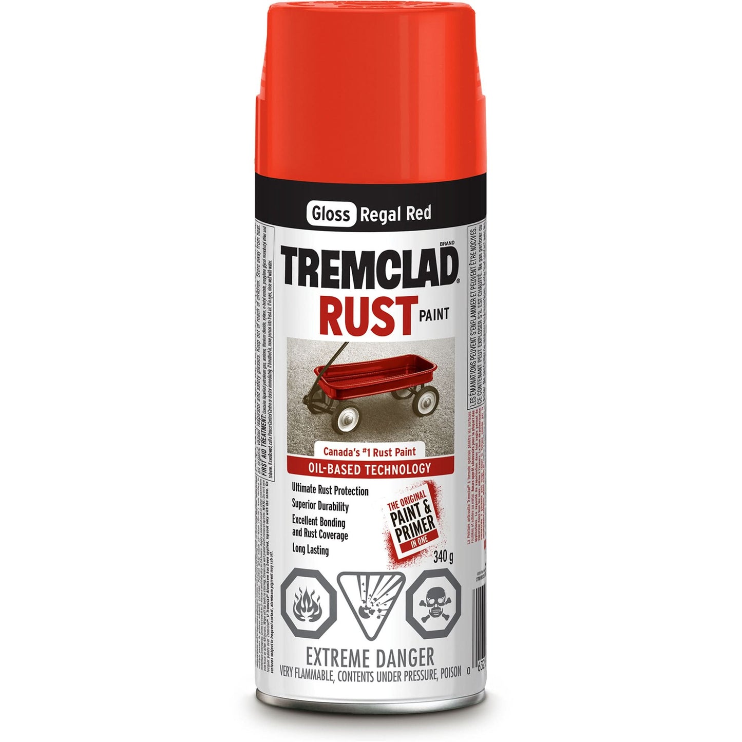 Tremclad® Oil Based Rust Paint, Regal Red, Gloss, Aerosol Can