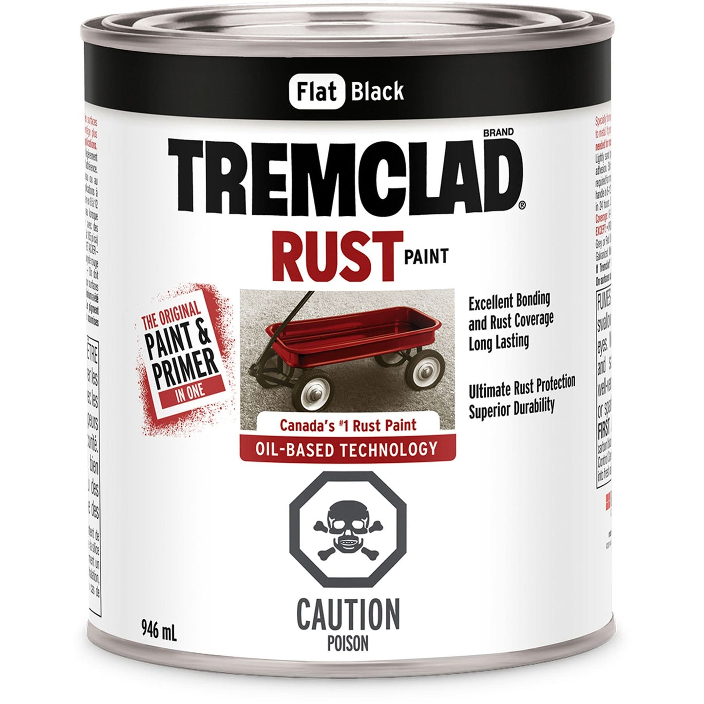 Peinture antirouille à base d'huile Tremclad®, noire, très mate, 946 ml, pot