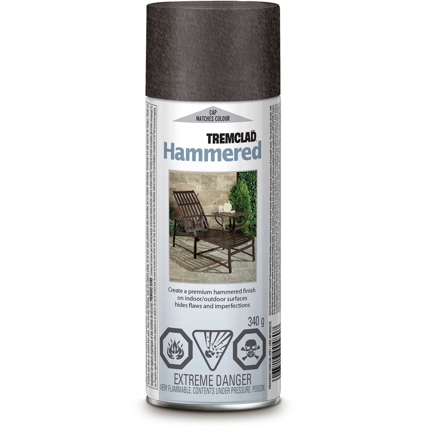 Peinture Tremclad®, gris anthracite, brillant/martelé, en aérosol
