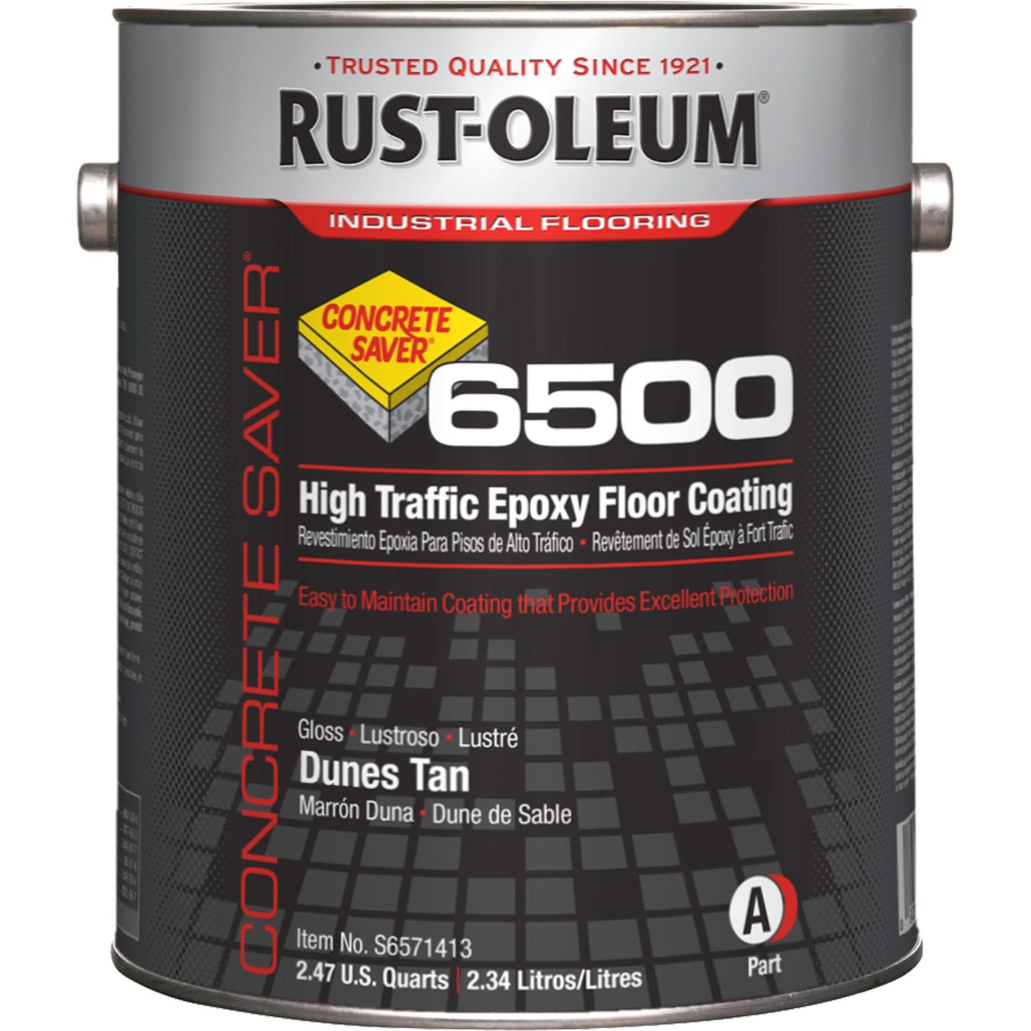 Concrete Saver 6500 System High Traffic Floor Coating, 1 gal./3.7 L, Solvent-Based, High-Gloss, Beige