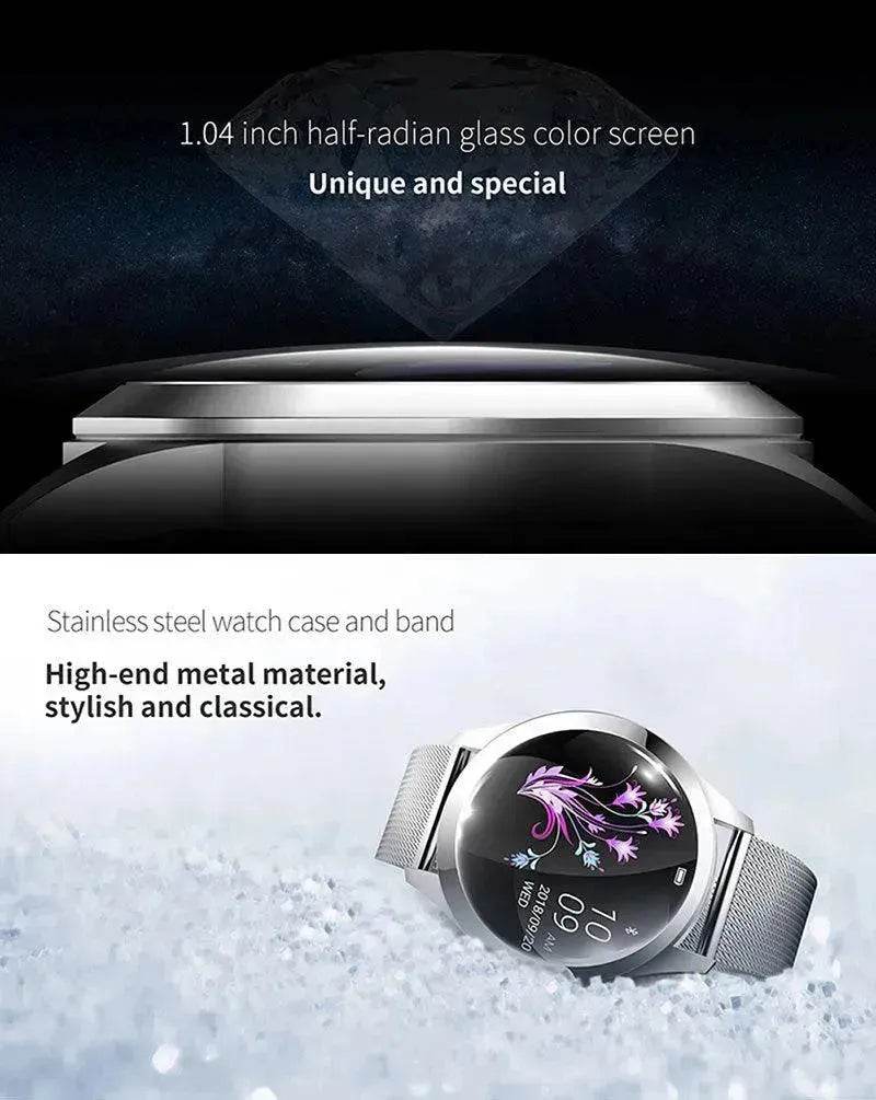 Montre intelligente KW10x avec surveillance de la fréquence cardiaque, suivi sportif, podomètre, surveillance de la qualité du sommeil, activation par le mouvement du poignet, étanche, bracelet intelligent pour femme