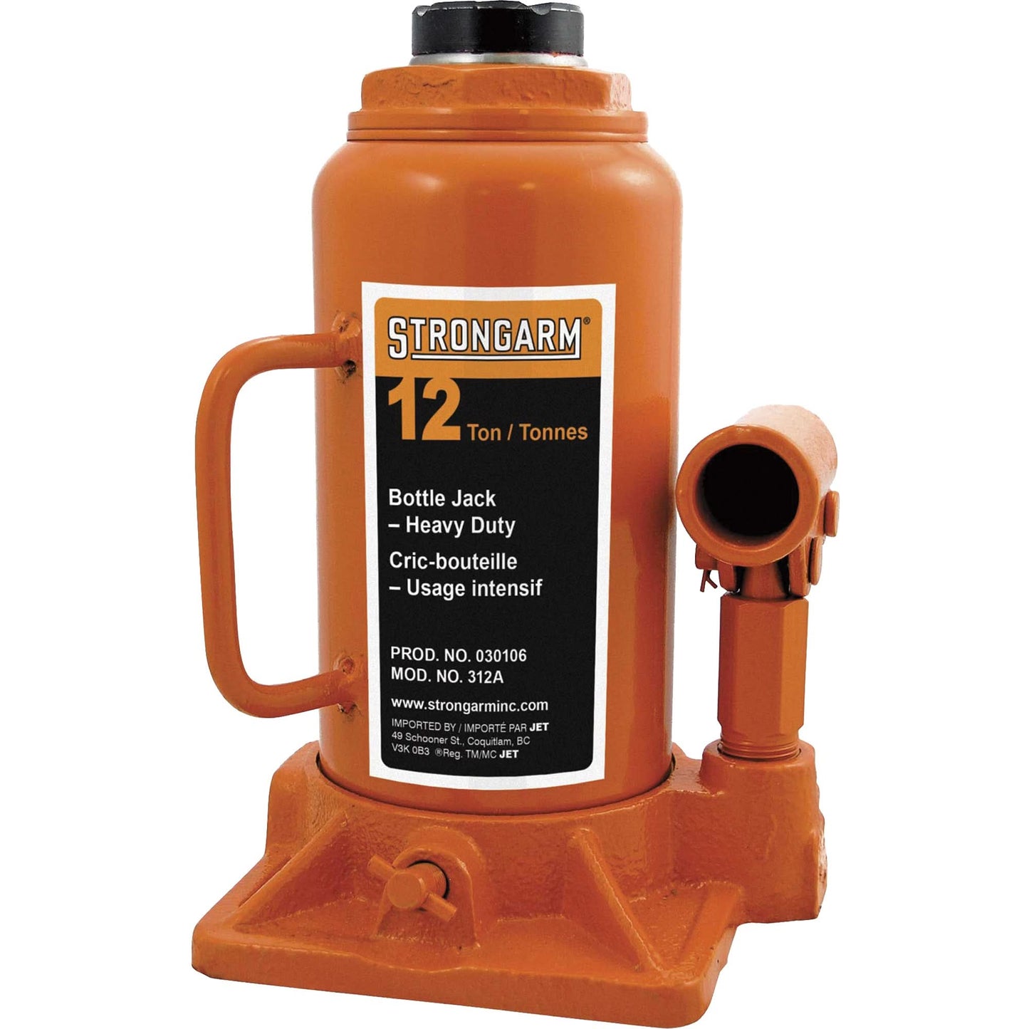 312A Bottle Jack, 12 Ton(s), 17" Raised Height