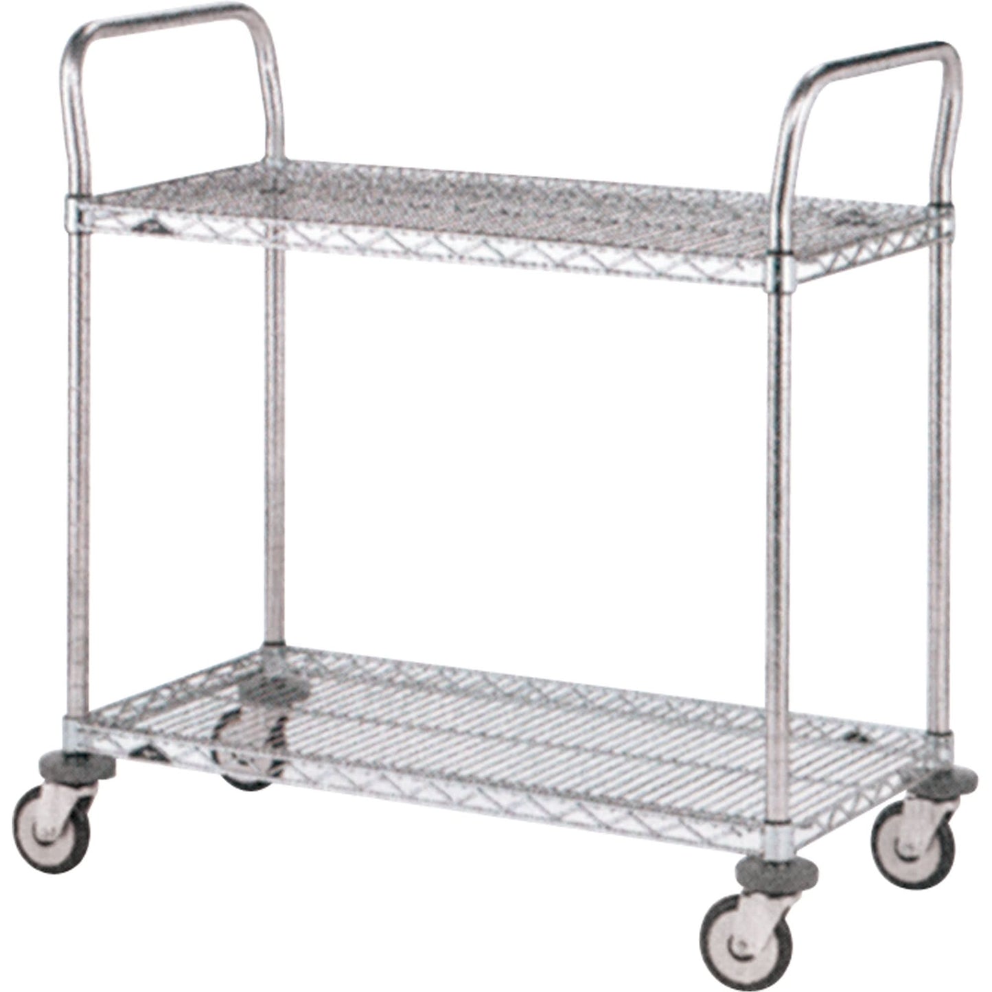 Standard-Duty Utility Cart With Wire Shelves, Chrome Plated, 18" x 39" x 30", 375 lbs. Capacity