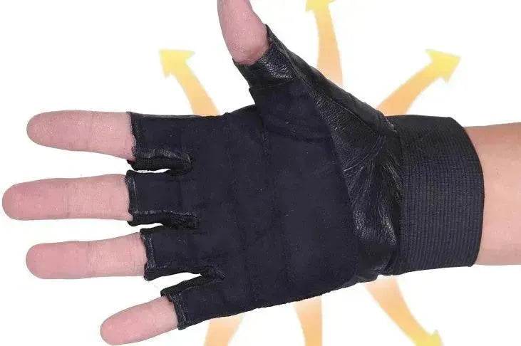 Men's PU Leather Motorcycle Riding Weight Lifting Gym Workout Outdoor Fingerless Glove