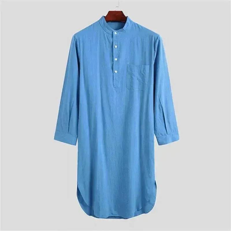 Fashionable and Elegant Middle Eastern Arab Stand Collar Robe Moroccan Men's Jalabiya