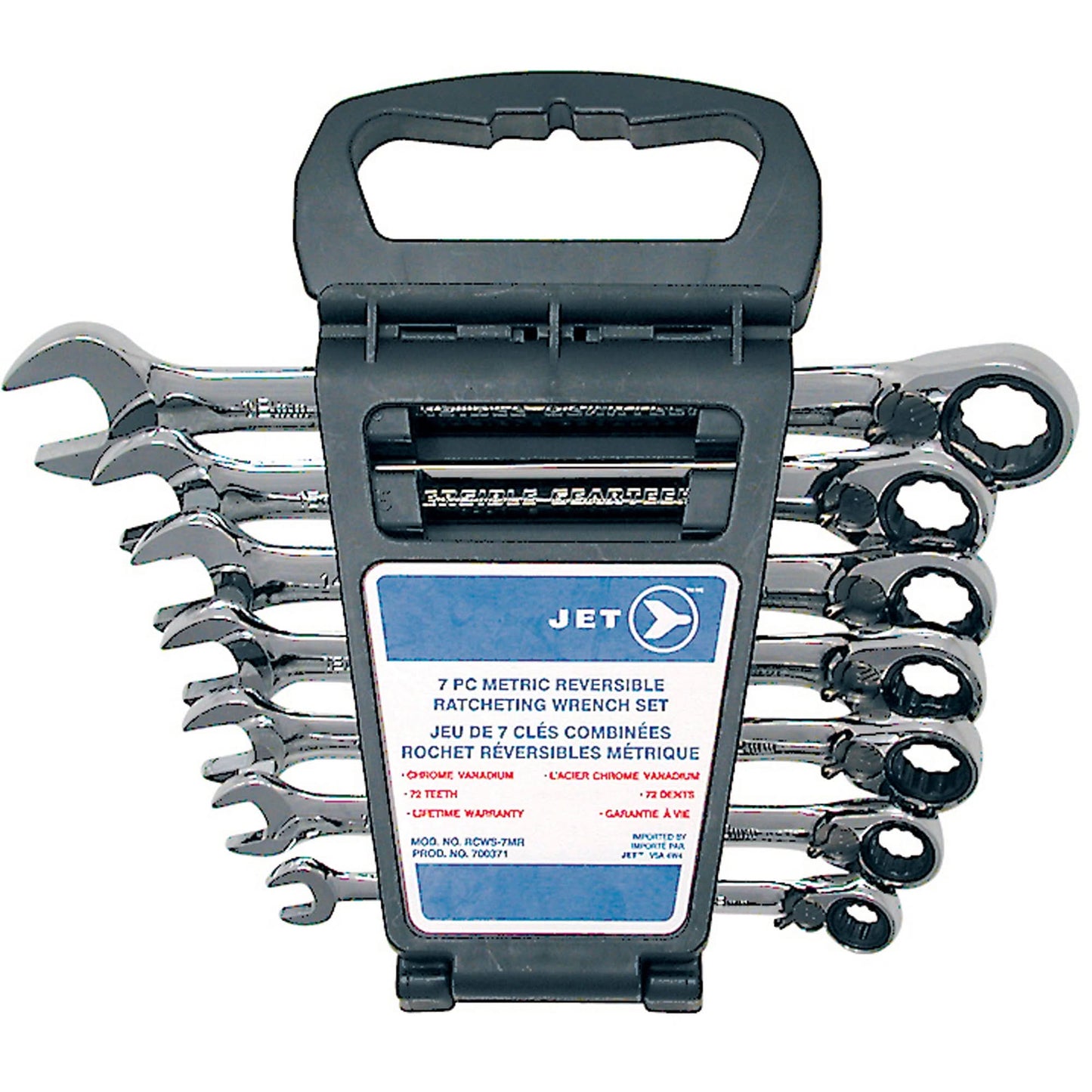 RCWS-7MR Long Pattern Reversible Wrench Set, Ratcheting Combination, 7 Pieces, Metric