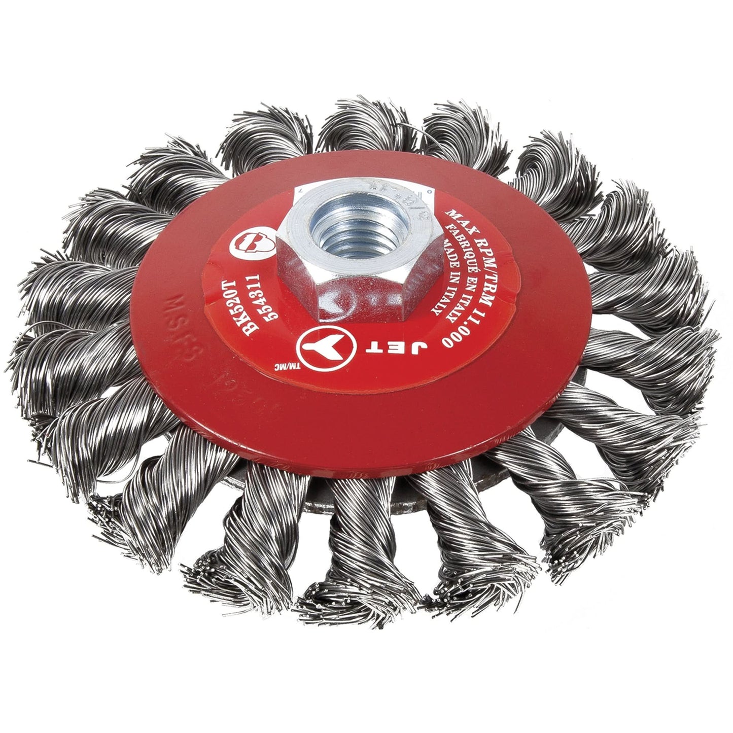 BK520T Knot-Twisted Conical Bevel Brush, 5" Dia., 5/8-11 Arbor