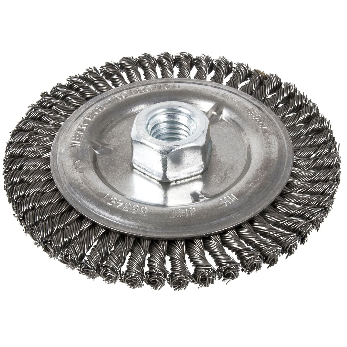 Stringer Bead Brush, 5" Dia., 0.022" Fill, 5/8"-11 Arbor, Steel