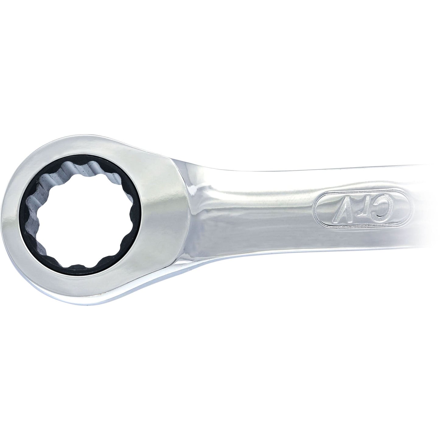 Non-Reversible Long Pattern Ratcheting Combination Wrench, 19 mm, Plain Finish
