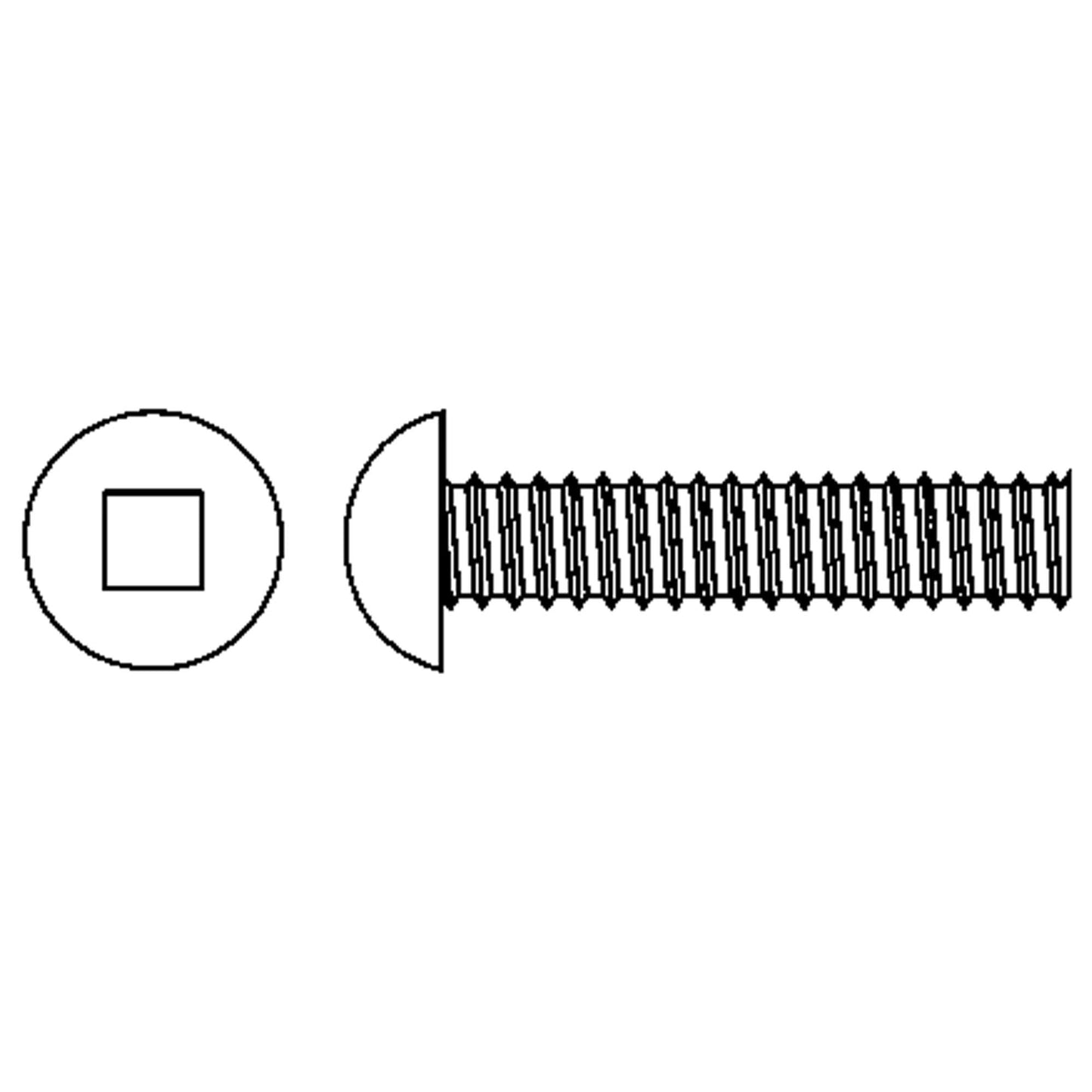 Round Head Machine Screws, #10-24 x 2" L, Zinc Plated