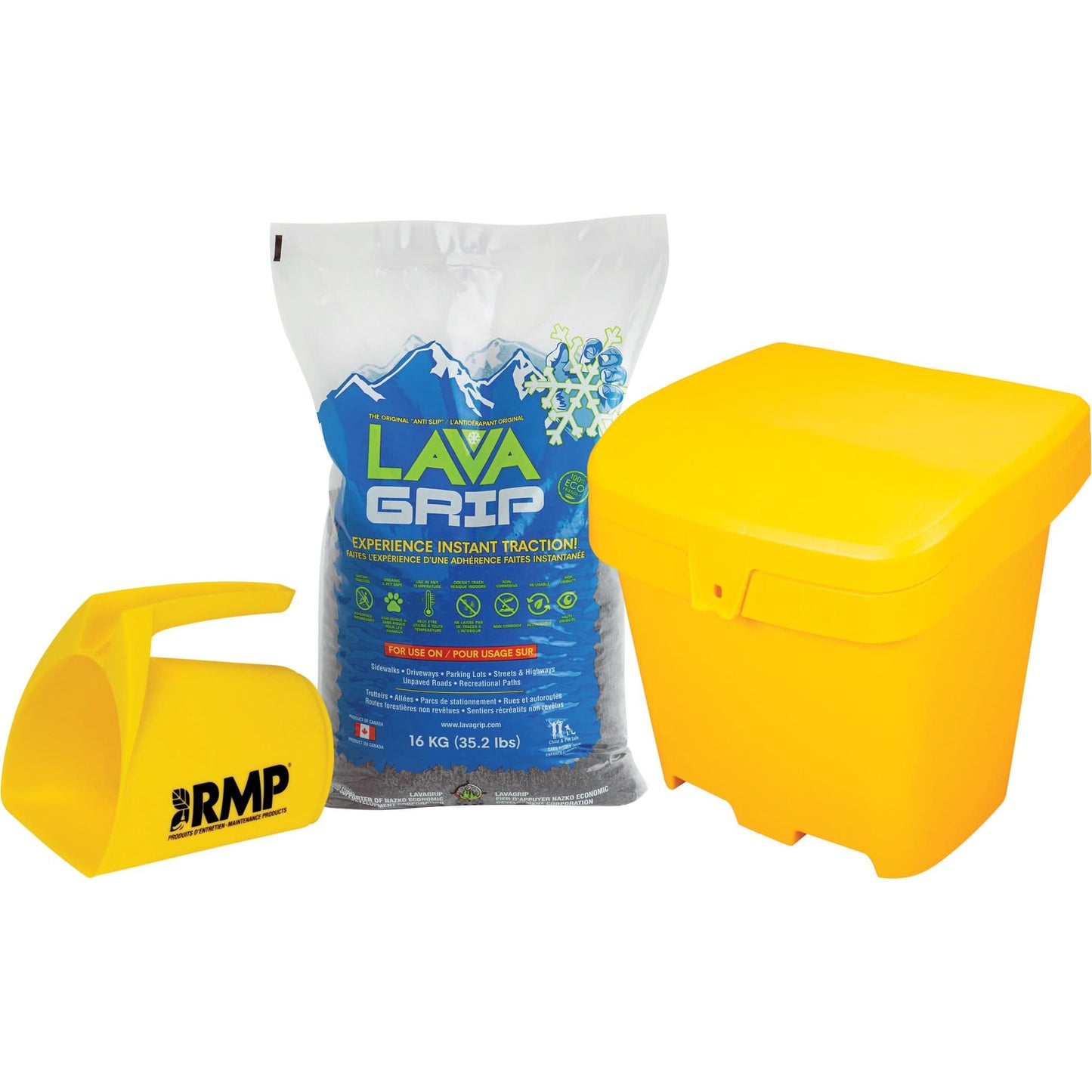 LavaGrip Traction-Aid Kit with 77 Bags, Container Size 35.3 lbs. (16 kg), Bag
