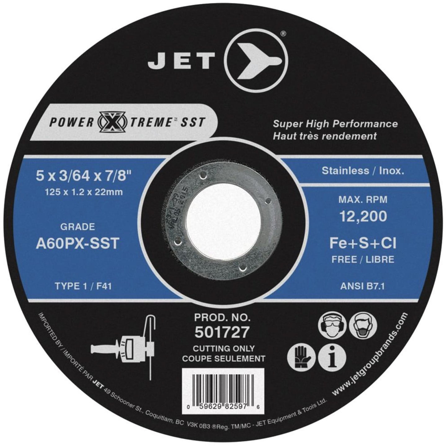 Power-Xtreme SST Cut-Off Wheel, 4-1/2" x 3/64", 7/8" Arbor, Type 1, 13300 RPM