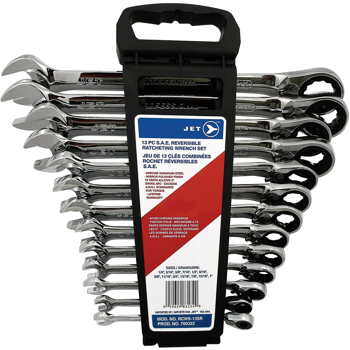 Long Pattern Reversible Wrench Set, Ratcheting Combination, 13 Pieces, Imperial