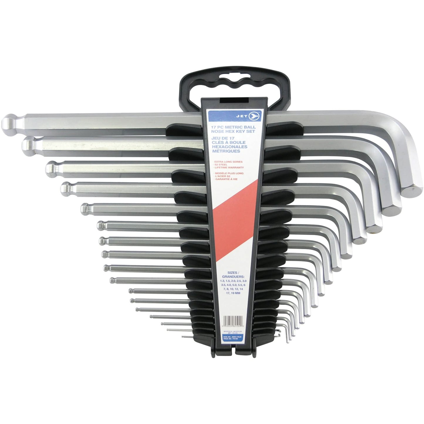 Jumbo Extra-Long Ball Nose Hex Key Set, 17 Pcs., Metric
